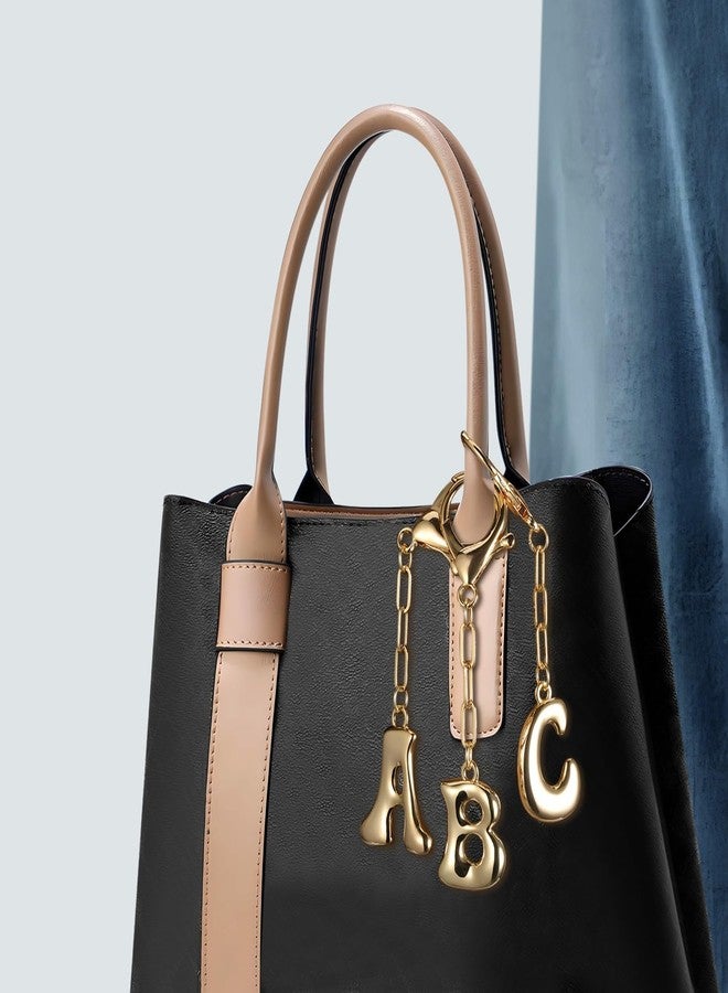 Dubtnion Gold Bubble Initial Keychain for Women Bag Charms Letter A-Z Keychain Alphabet Handbags Purse Charms Accessories - Image 3